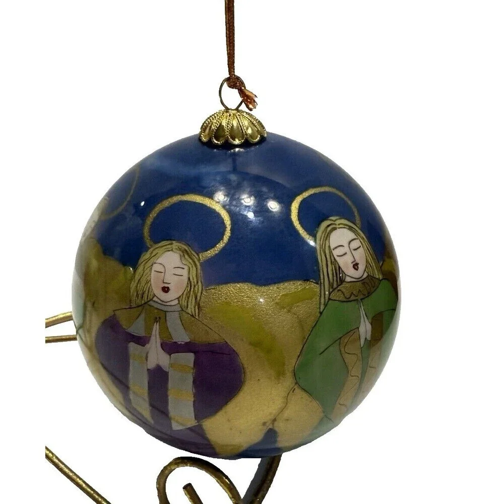 2000 Li Bien Hand Painted Christmas Ornament Pier 1 Angels Singing Praying Large